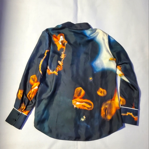 NWT $1950 Chloe Geode Print Twill Patterned Classic Silk Button Blouse Sz 40 (8) - Picture 15 of 16